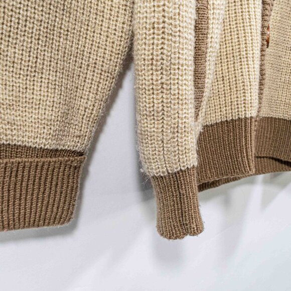 Bambergers Chunky Knit Sweater Cardigan Medium VTG 60s 70s Wood Buttons - Picture 5 of 9